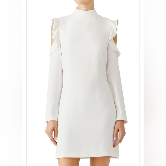 Wai Ming Womens Cold Shoulder Mock Neck White Dunn Dress White Size 2 - Picture 1 of 9